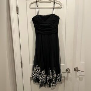 Eliza J Black Embroidered Formal Tulle Dress Size 10